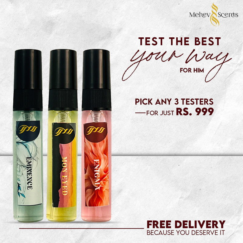 Pack of 3 Testers For Men - Your Choice Mehev Scents Pack of 3 Testers For Men - Your Choice Mehev Scents